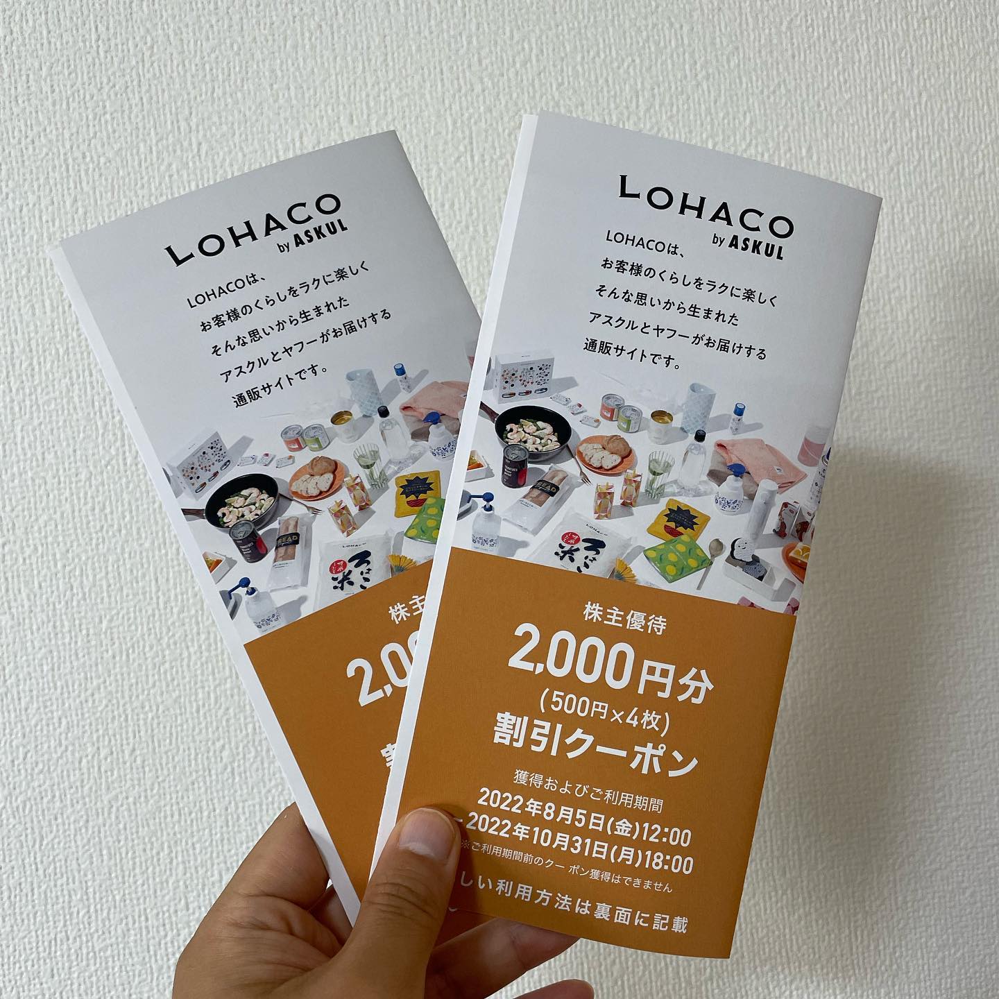 アスクル　株主優待　2000円クーポン　5枚　LOHACO