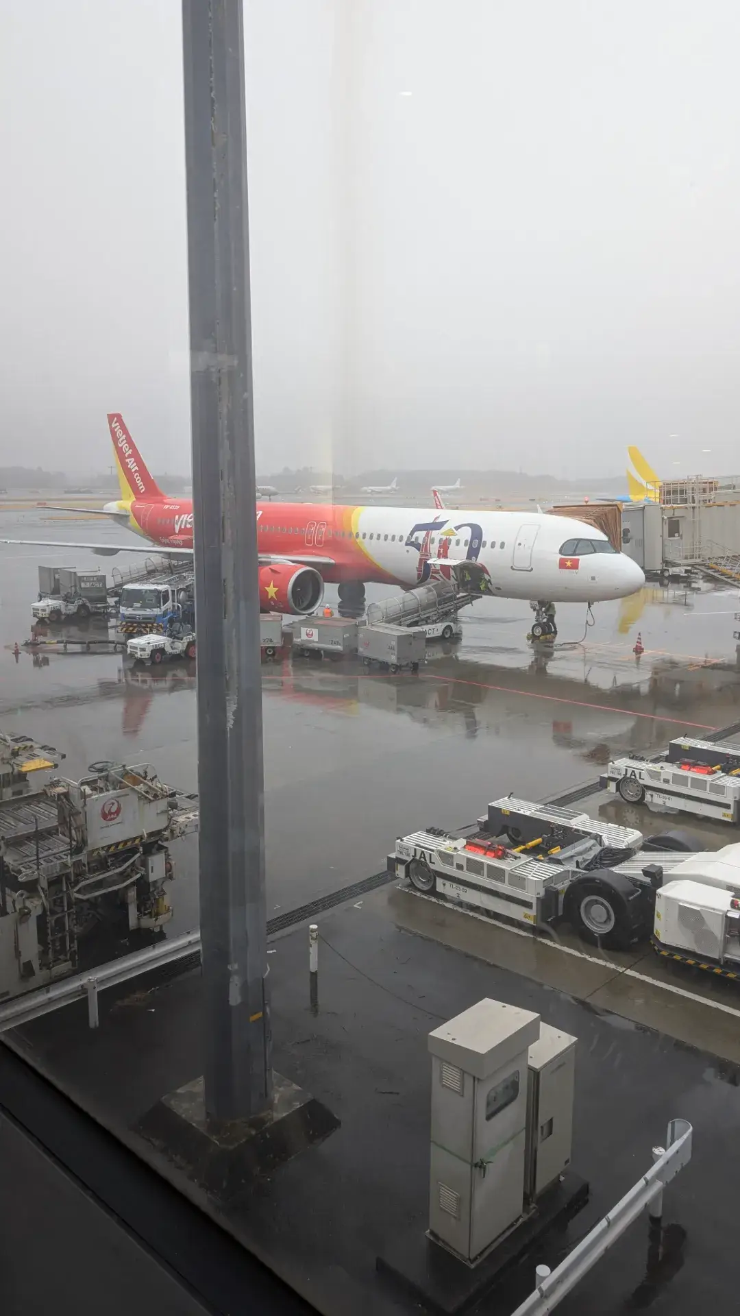 成田空港の駐機場に停車しているベトジェットエアの飛行機